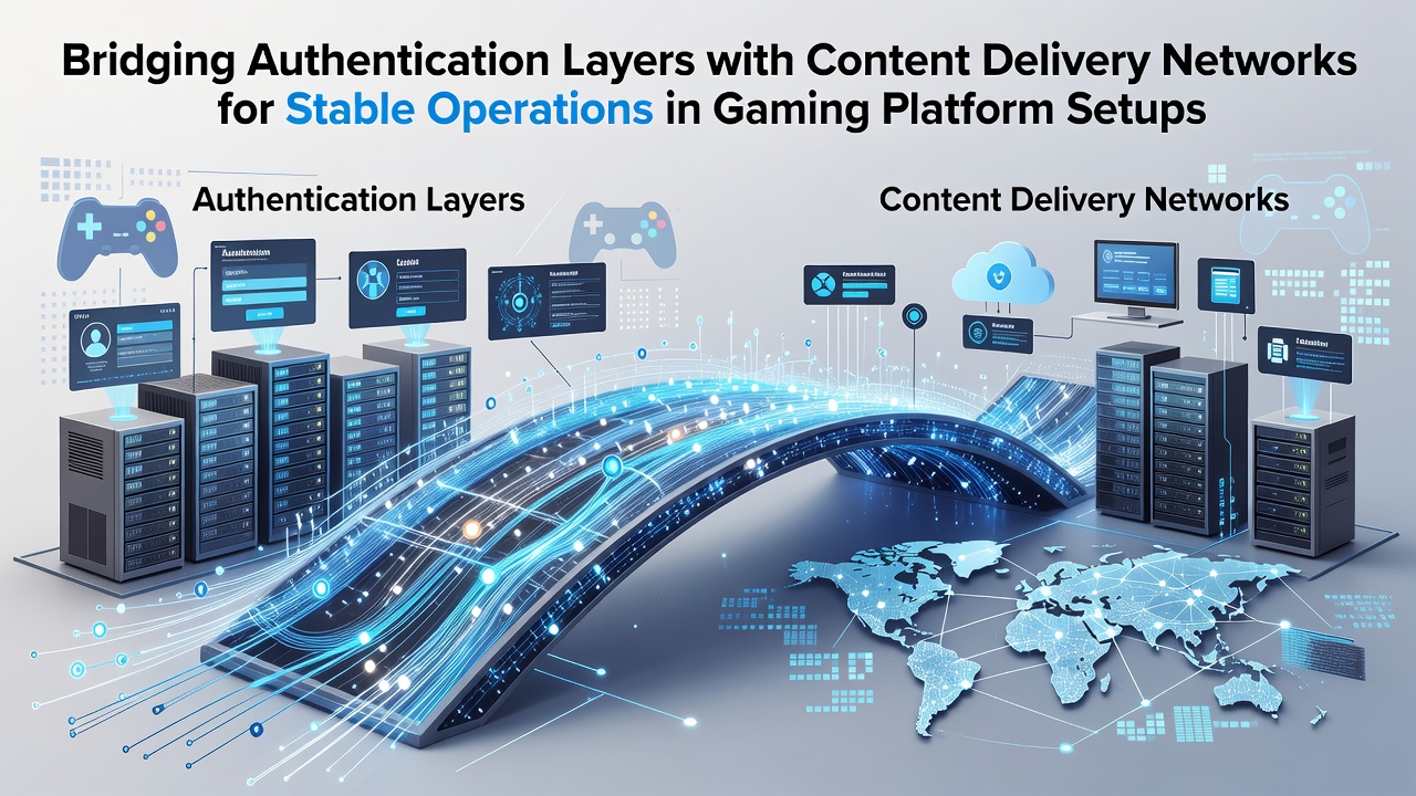 CDN architecture diagram showing authentication layer distribution across gaming platform nodes