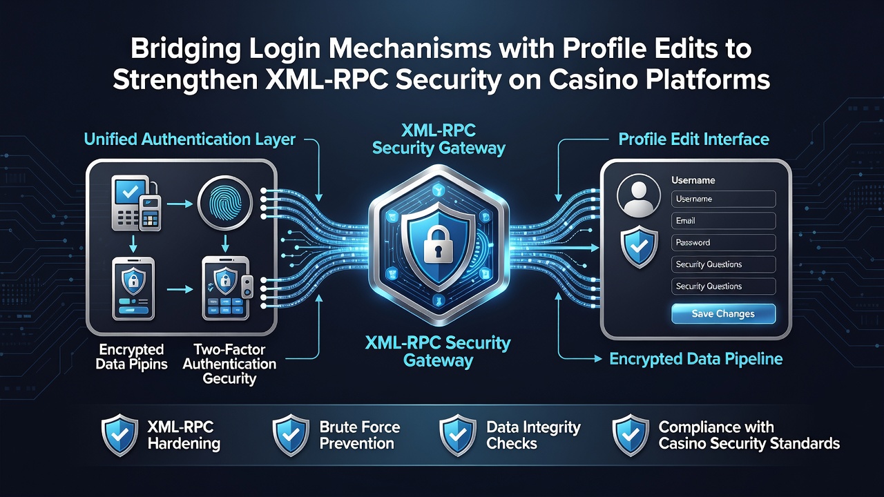 Screenshot of WordPress admin interface highlighting linked login and profile settings for enhanced XML-RPC controls