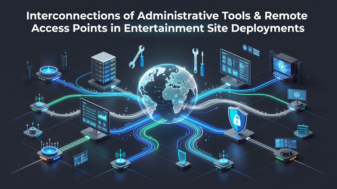 Diagram showing interconnections between administrative dashboards and remote access protocols in casino site infrastructure