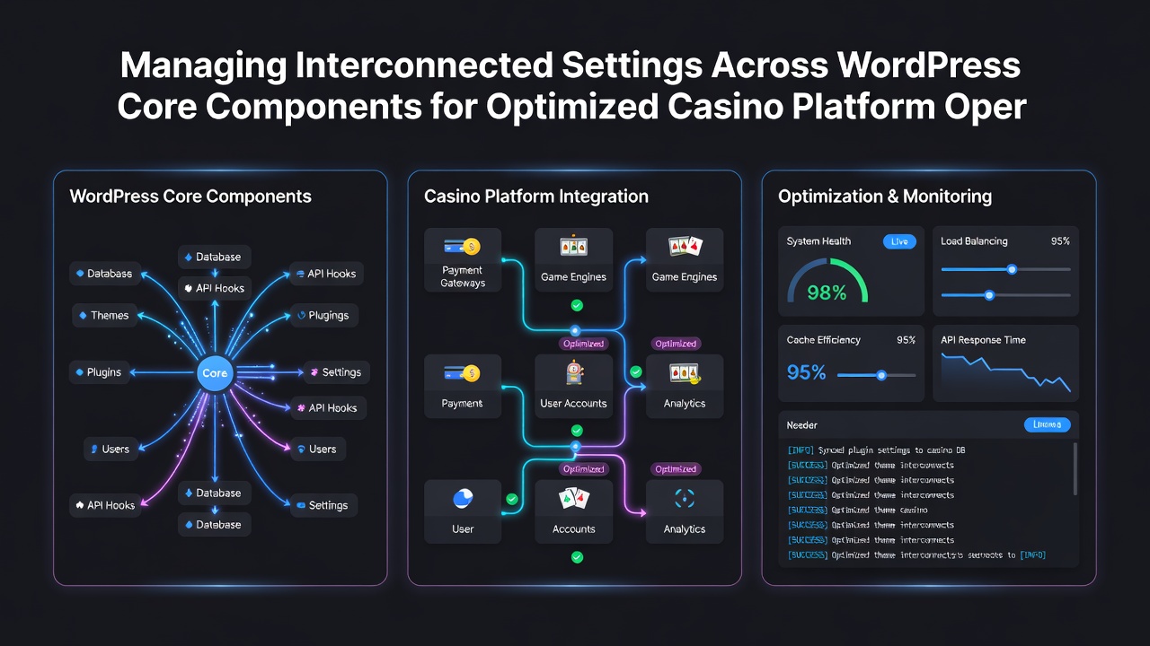 Diagram illustrating connections between WordPress core files for casino operations