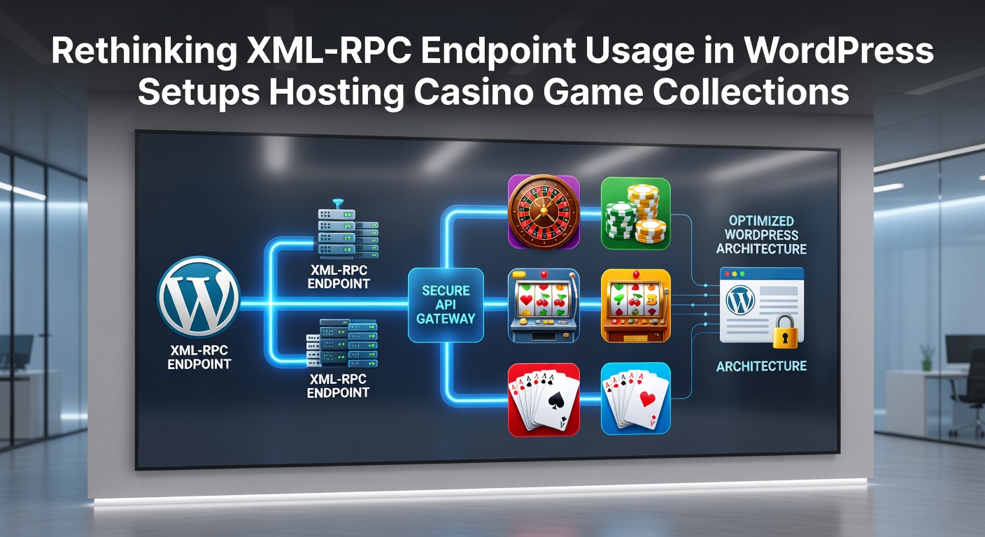 WordPress dashboard view showing XML-RPC settings configuration for casino game hosting sites
