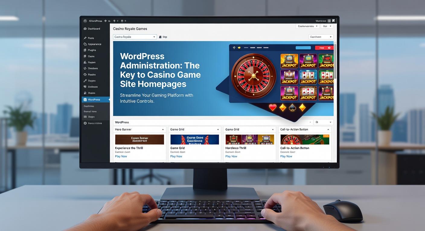 WordPress admin dashboard interface showing homepage customization options for a casino games site