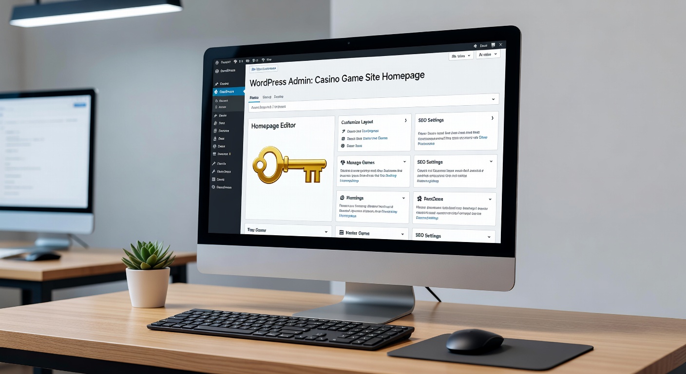Close-up of WordPress customizer previewing a casino games homepage with interactive elements like game sliders and promo banners