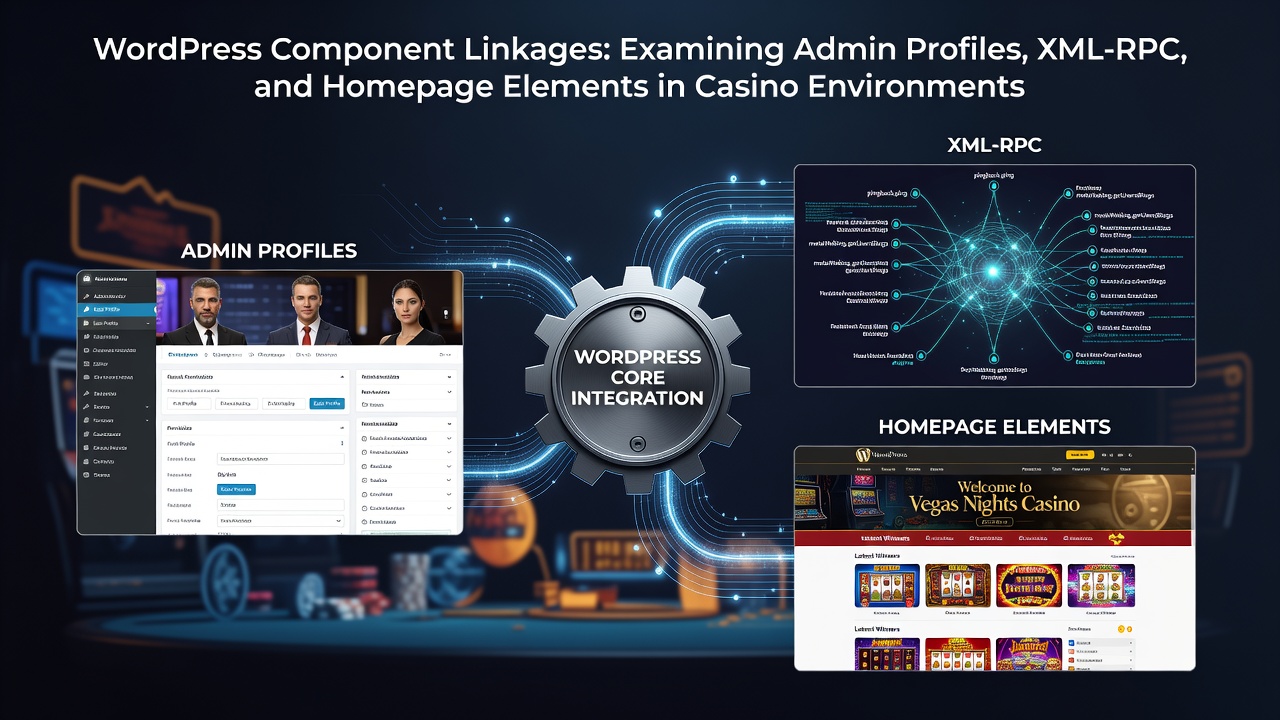 WordPress admin dashboard showing profile settings connected to casino site elements